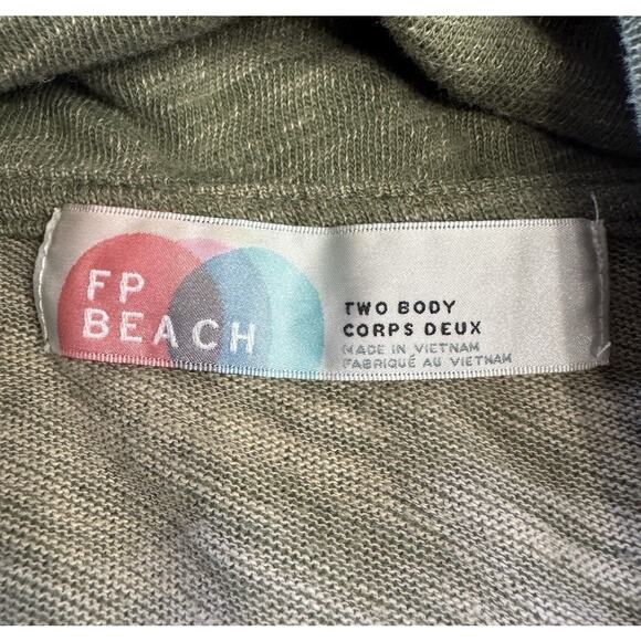 FP Free People Beach Sweater Cowl Neck Cocoon Two Body M Green Heather - Picture 3 of 6